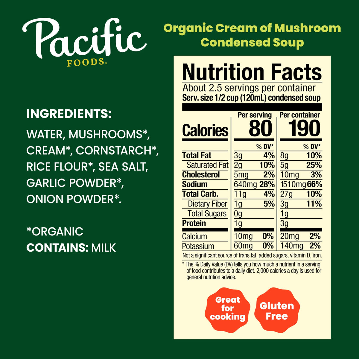Pacific Foods Organic Cream of Mushroom Soup – 12 Pack, 10.5 oz Cans