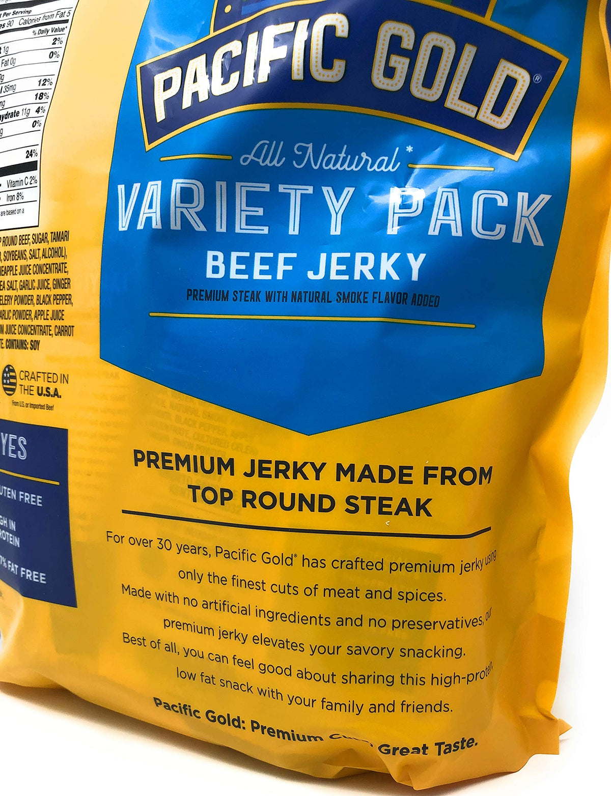 Pacific Gold Beef Jerky Original & Teriyaki — 24-Count Two-Bag Pack (12 Per Bag)