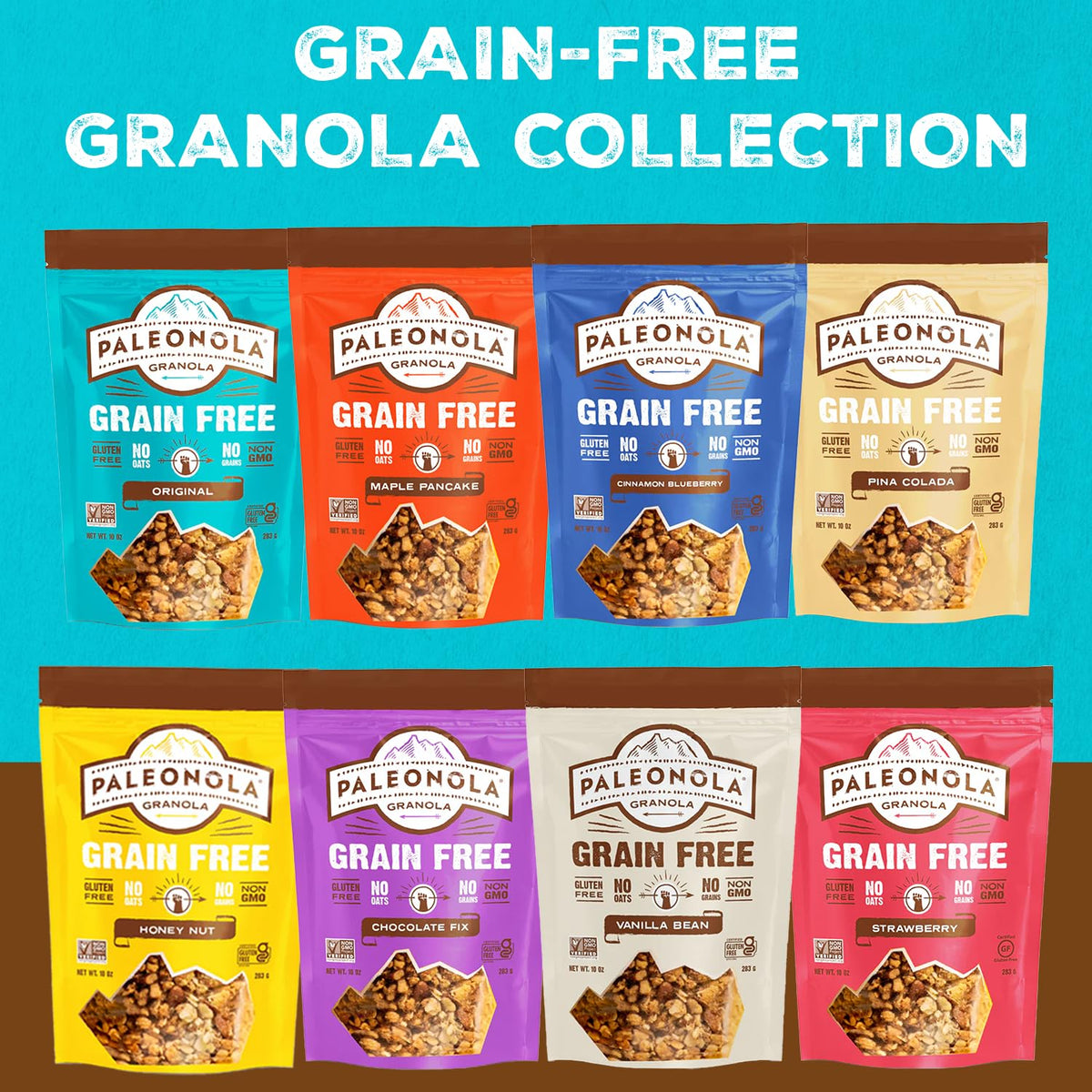 Paleonola Original Grain Free Granola – 2 x 10 oz Resealable Bags, Coconut & Cranberries, Paleo, Gluten & Dairy Free
