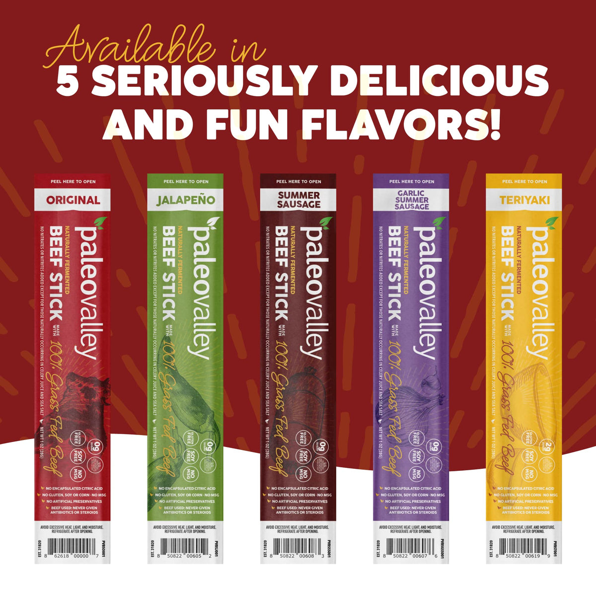 Paleovalley 100% Grass-Fed Original Beef Sticks – Gluten Free, High-Protein Keto Snack