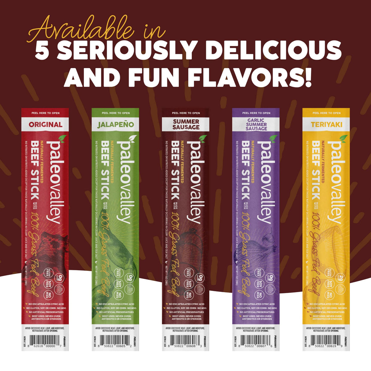 Paleovalley 100% Grass Fed Summer Sausage Beef Sticks – Gluten Free, High-Protein Keto Snack