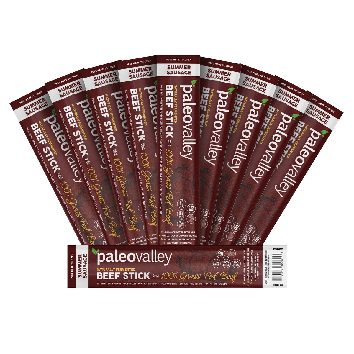 Paleovalley 100% Grass Fed Summer Sausage Beef Sticks – Gluten Free, High-Protein Keto Snack
