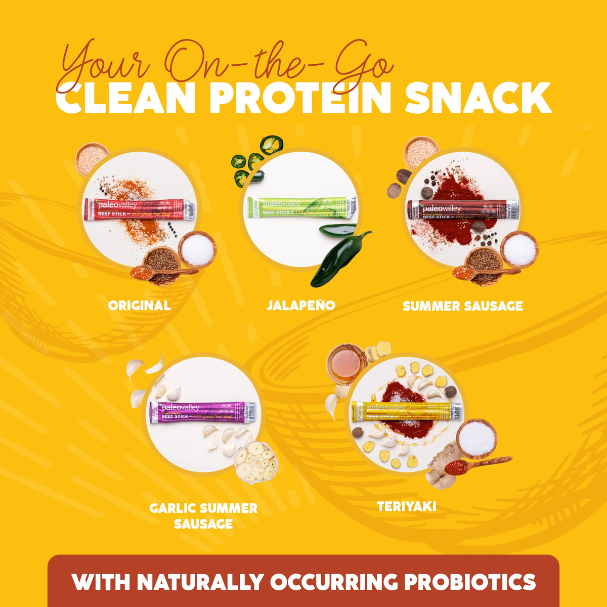 Paleovalley 100% Grass Fed Teriyaki Beef Sticks | Gluten Free, High Protein Keto Snack
