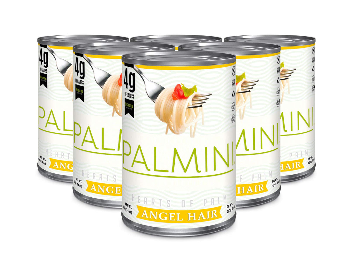 Palmini Angel Hair Pasta – Low-Carb Hearts of Palm Noodles | Keto, Gluten Free, Vegan | As seen on Shark Tank | 6-Pack (14 oz)