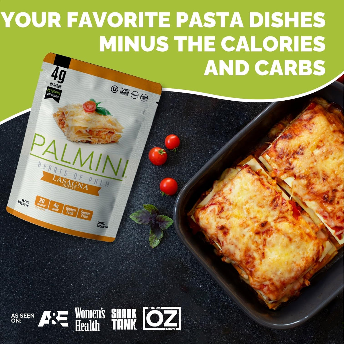 Palmini Lasagna Noodles | Low-Carb Hearts of Palm Pasta – Keto, Gluten Free, Vegan, Non-GMO | Seen on Shark Tank | 12 oz Pack of 6