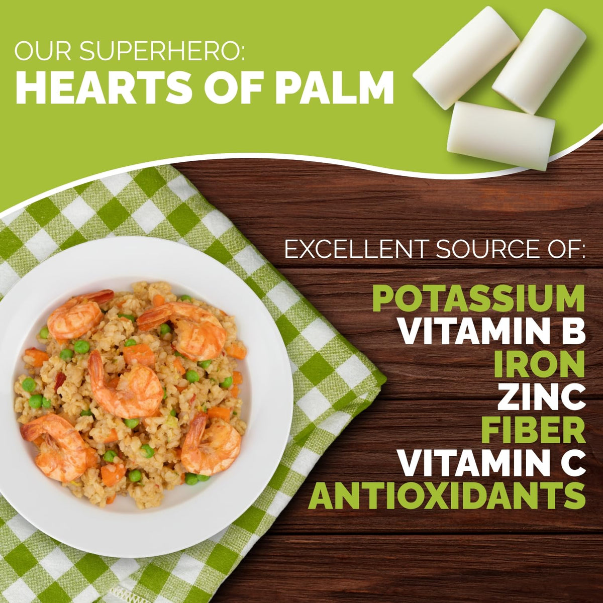 Palmini Rice — Low-Carb Hearts of Palm Rice for Keto, Gluten-Free & Vegan | Pack of 6 (12 oz each)