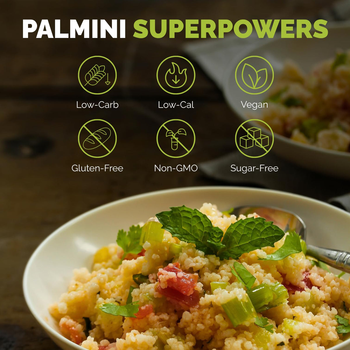 Palmini Rice — Low-Carb Hearts of Palm Rice for Keto, Gluten-Free & Vegan | Pack of 6 (12 oz each)