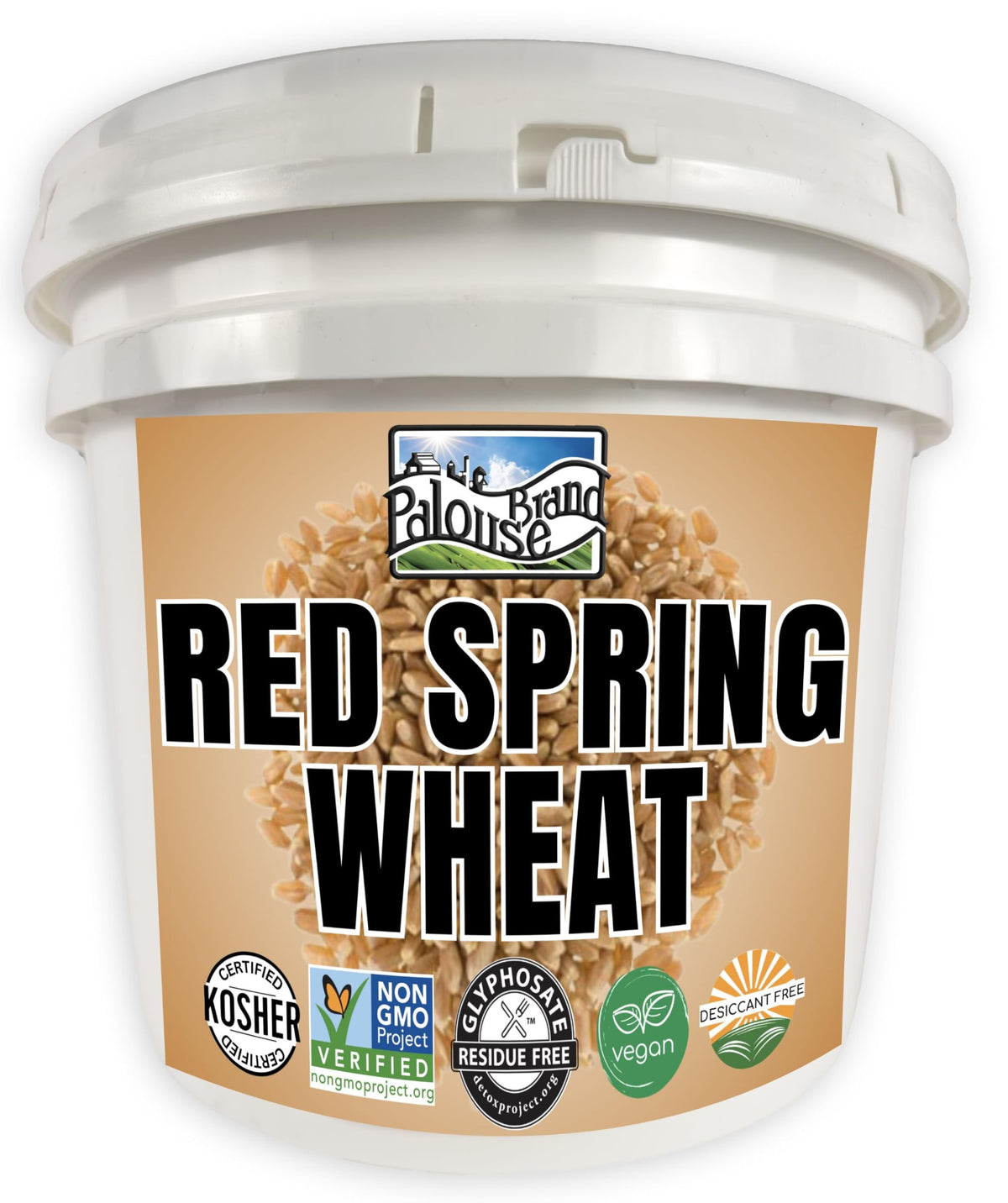 Palouse Brand Glyphosate Residue Free Hard Red Spring Wheat Berries | 25 LBS Bucket | Sproutable, Non-GMO Project Verified, Kosher | Washington Farm