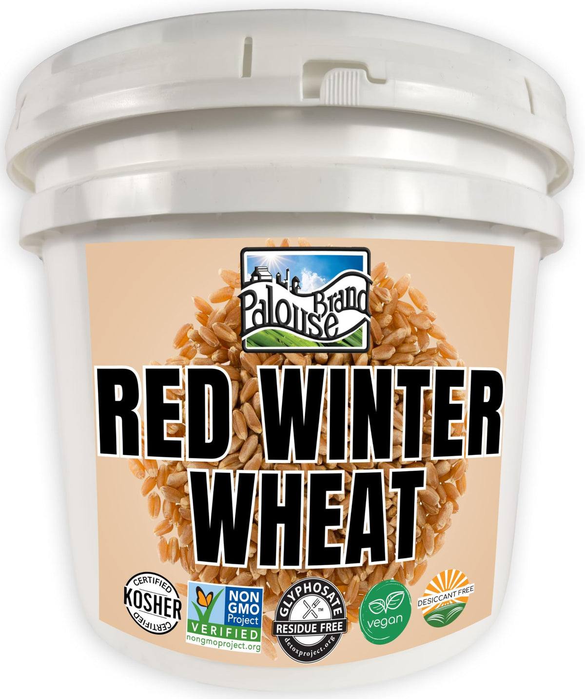 Palouse Brand Glyphosate Residue Free Hard Red Winter Wheat Berries – 25 lb Bucket | Sproutable, Non-GMO, Kosher