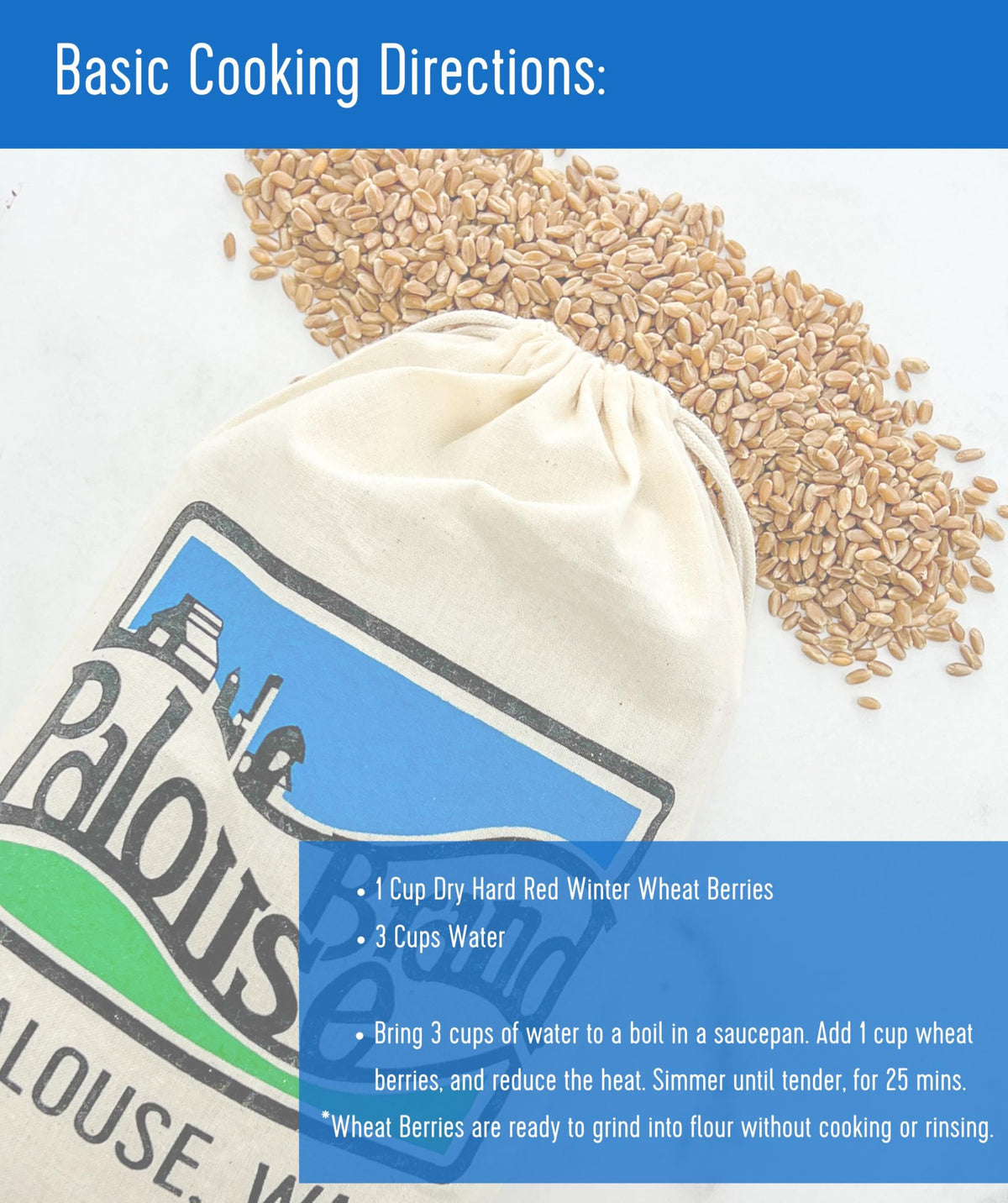 Palouse Brand Glyphosate Residue Free Hard Red Winter Wheat Berries – 25lb, Non-GMO Project Verified, Kosher