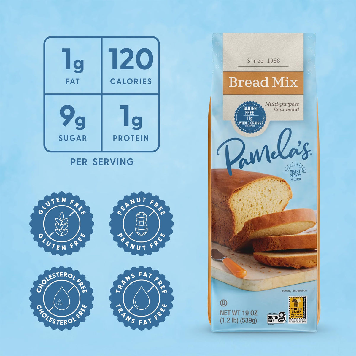 Pamela's Gluten Free Bread Mix – 19 oz (Pack of 6) | Dairy Free, Vegan, Kosher