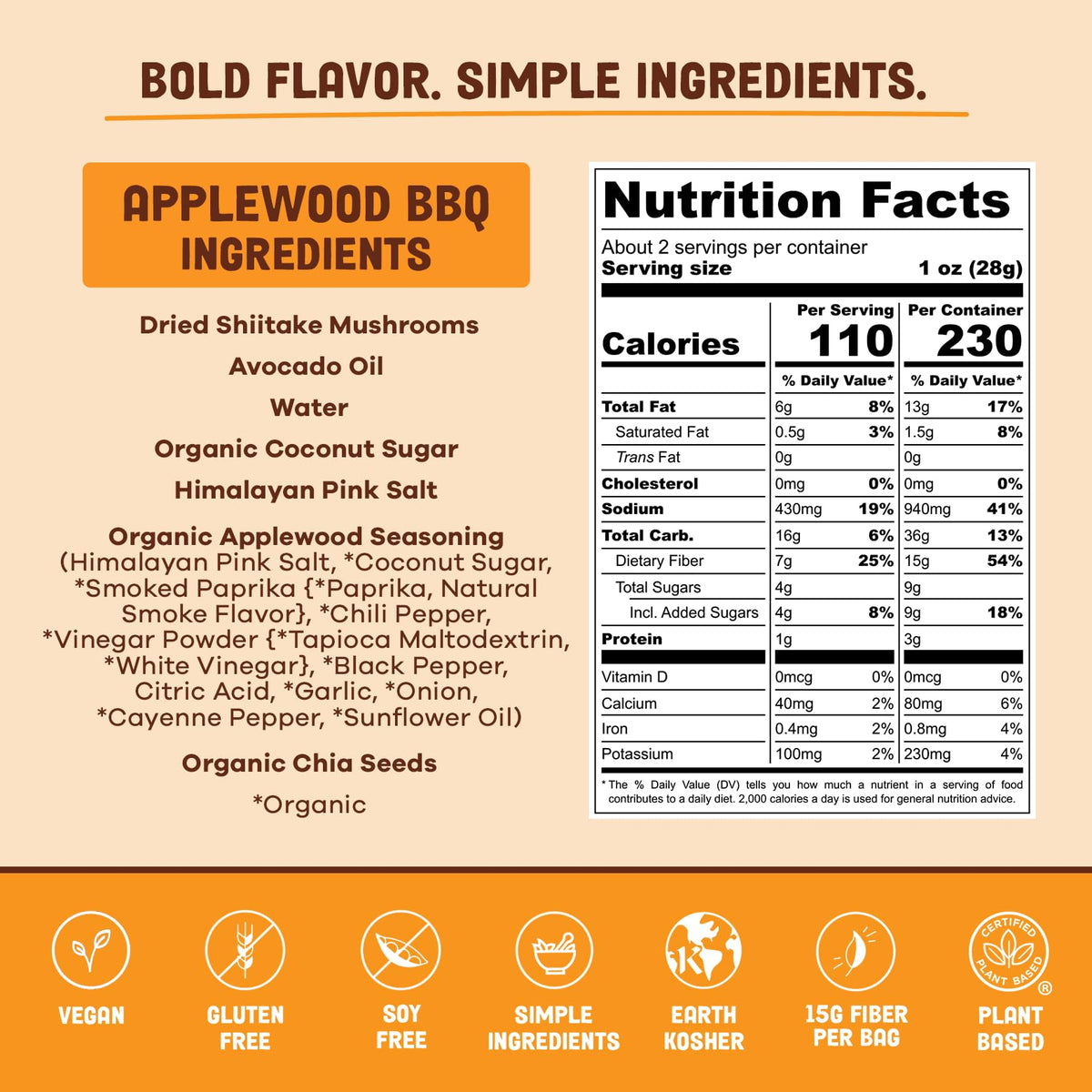 Pan's Mushroom Jerky – Applewood BBQ, Vegan, Gluten-Free, High-Fiber Snack (3 x 2.2 oz)