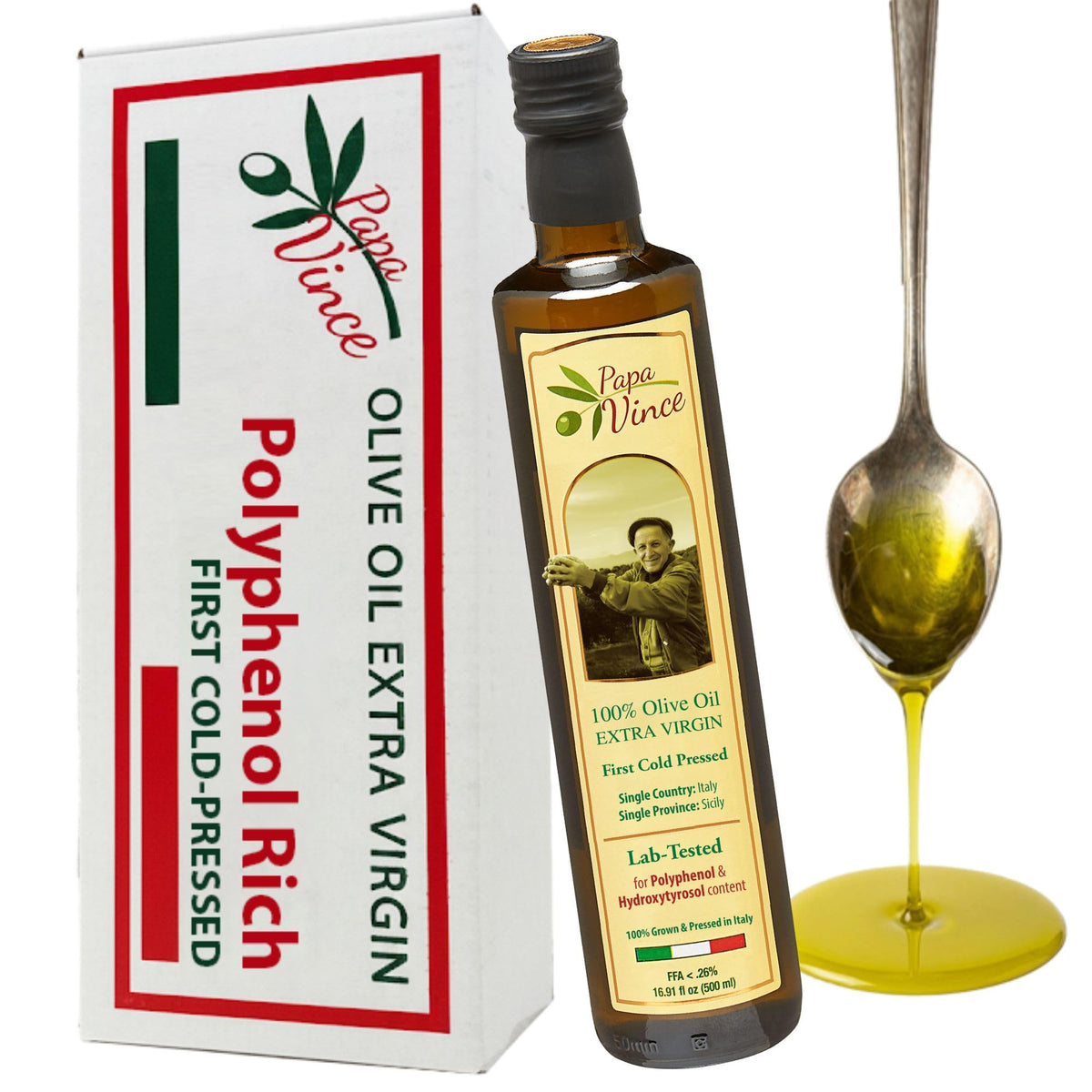 Papa Vince Olive Oil Extra Virgin – First Cold Press, Polyphenol Rich, Sicilian Harvest 2024/25