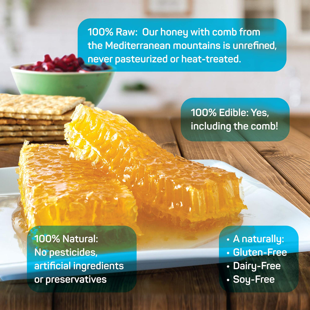 Papa Palermo Honeycomb 100% Edible – Gourmet Raw Honeycomb No Additives No Preservatives | 4-Pack 28 oz