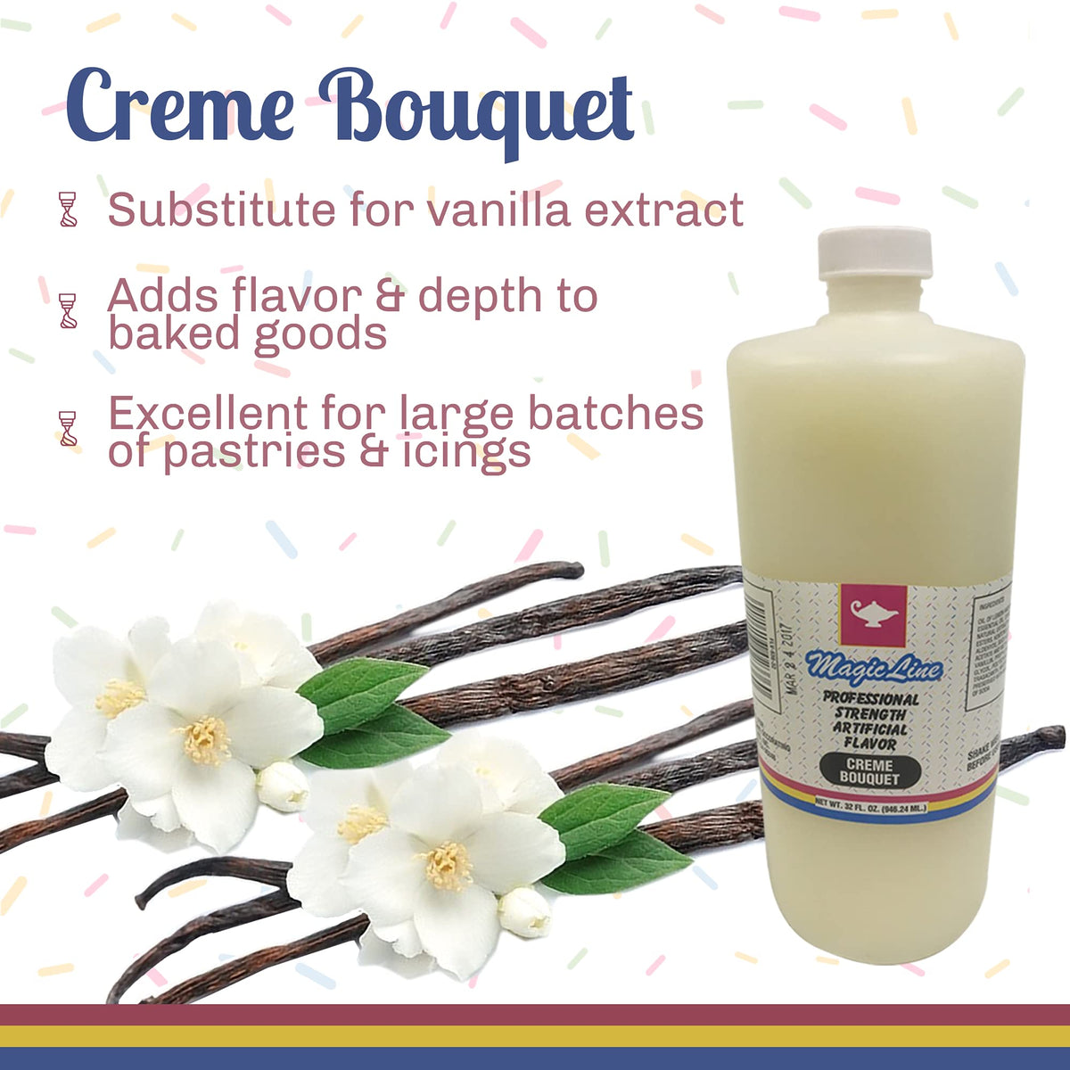 Parrish Magic Line Creme Bouquet Flavoring Oil – Premium Baking Extract (32 oz)