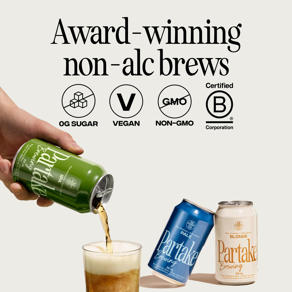 Partake Brewing Craft Non-Alcoholic Beer Variety Pack – Low Calories, No Sugar, All Natural