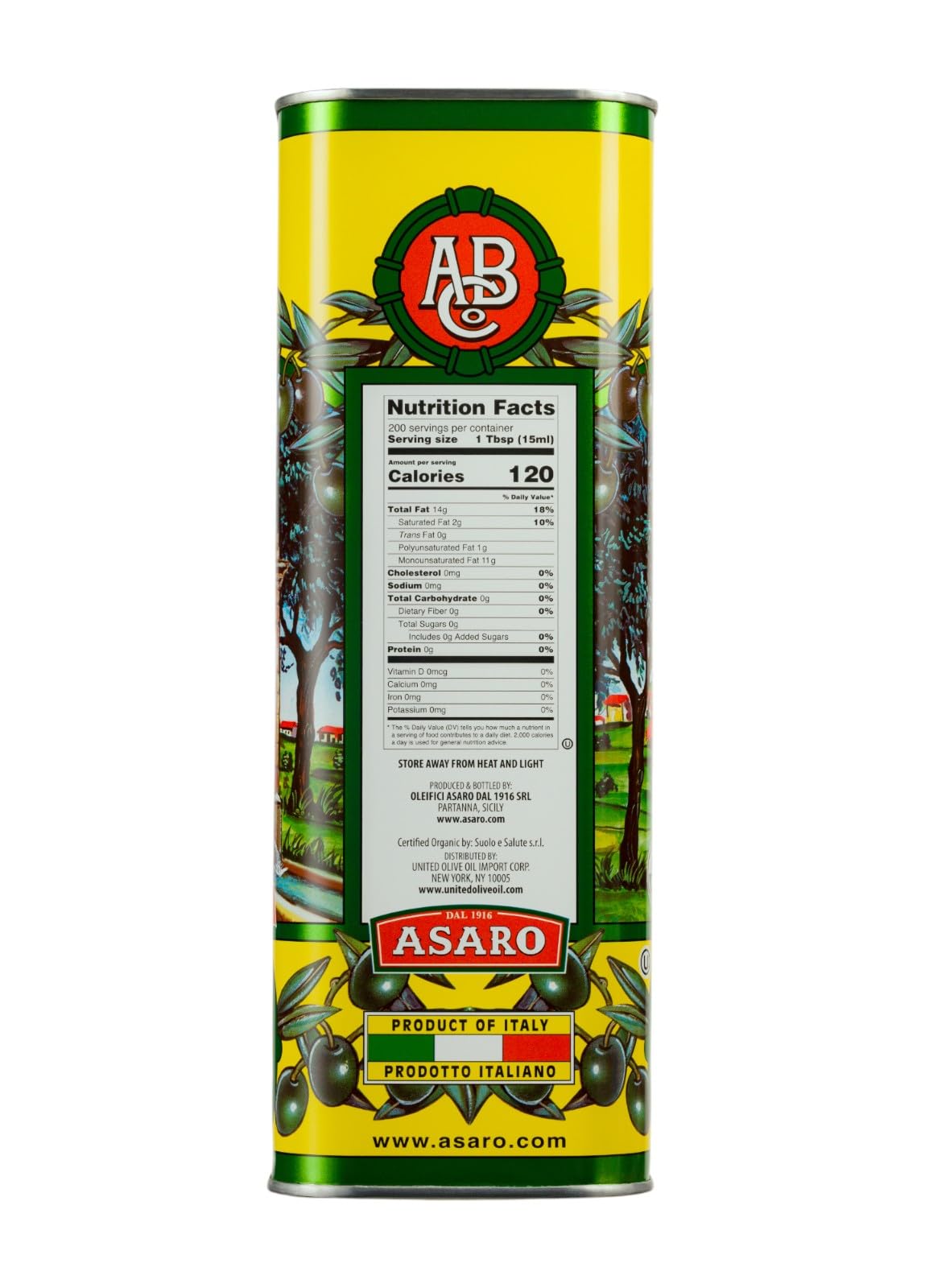 Partanna Organic Unfiltered Castelvetrano EVOO – Sicilian Monovarietal, 16.9 oz Tin