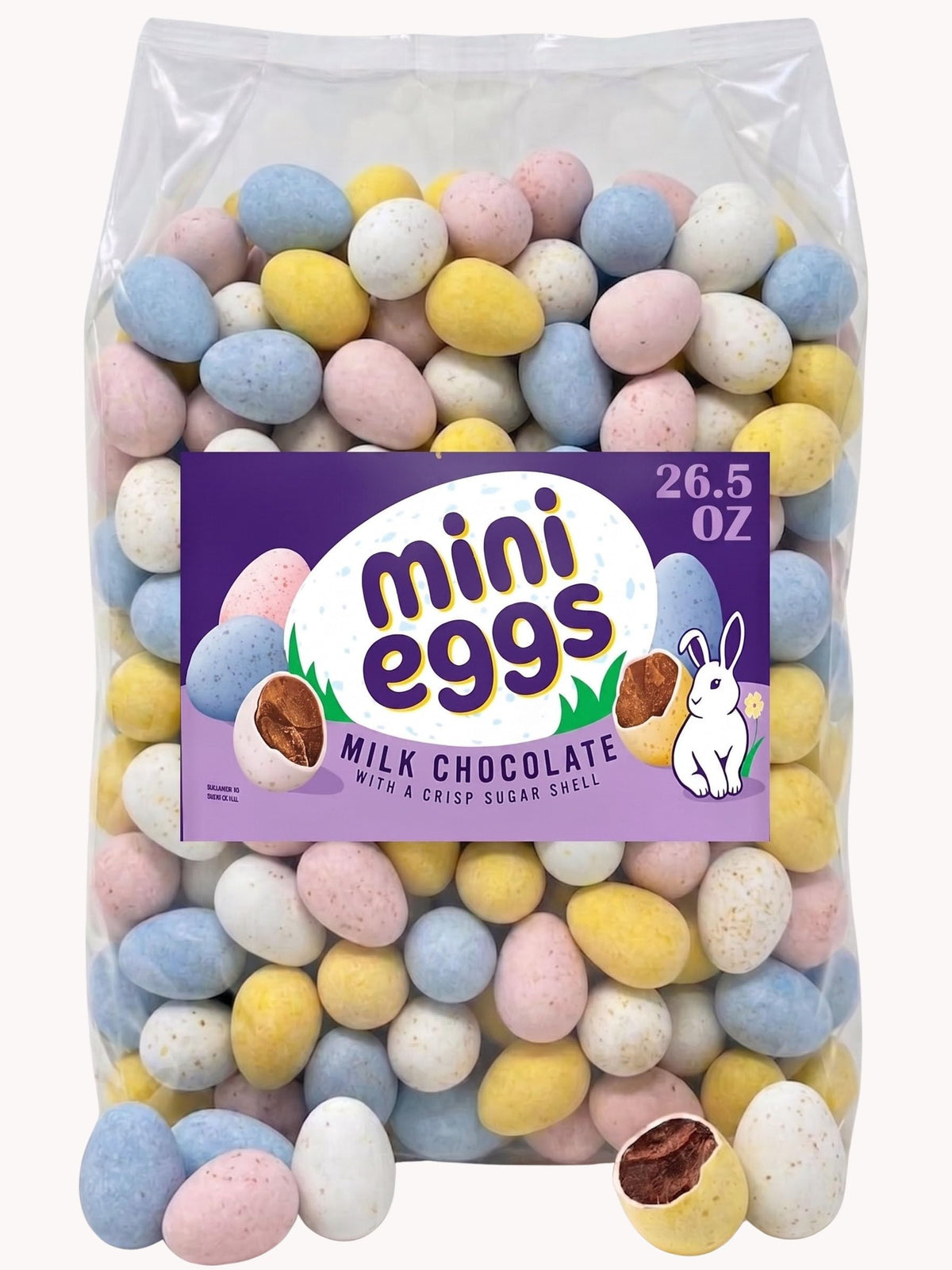 Partypom Easter Mini Eggs Chocolate Candy - 26.5 oz Bag, Pastel Candy-Coated Milk Chocolate Eggs