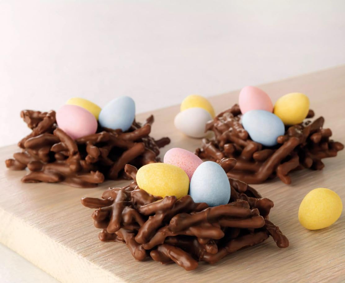 Partypom Mini Eggs Milk Chocolate Easter Candy – Bulk 24 Bags, 2.2 oz Each