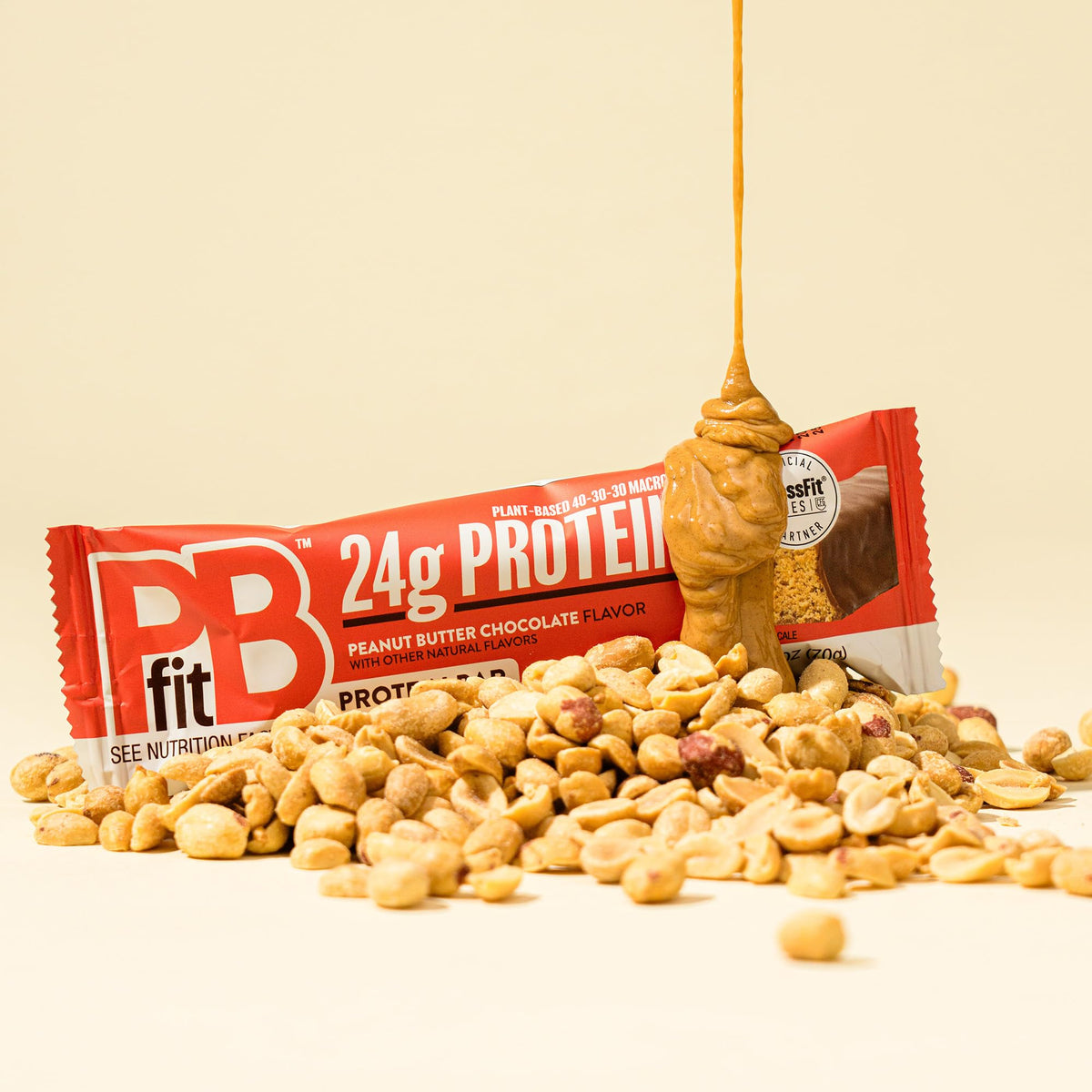 PBfit Peanut Butter Chocolate Protein Bars – 24g Plant-Based Protein, Gluten Free, 12-Pack