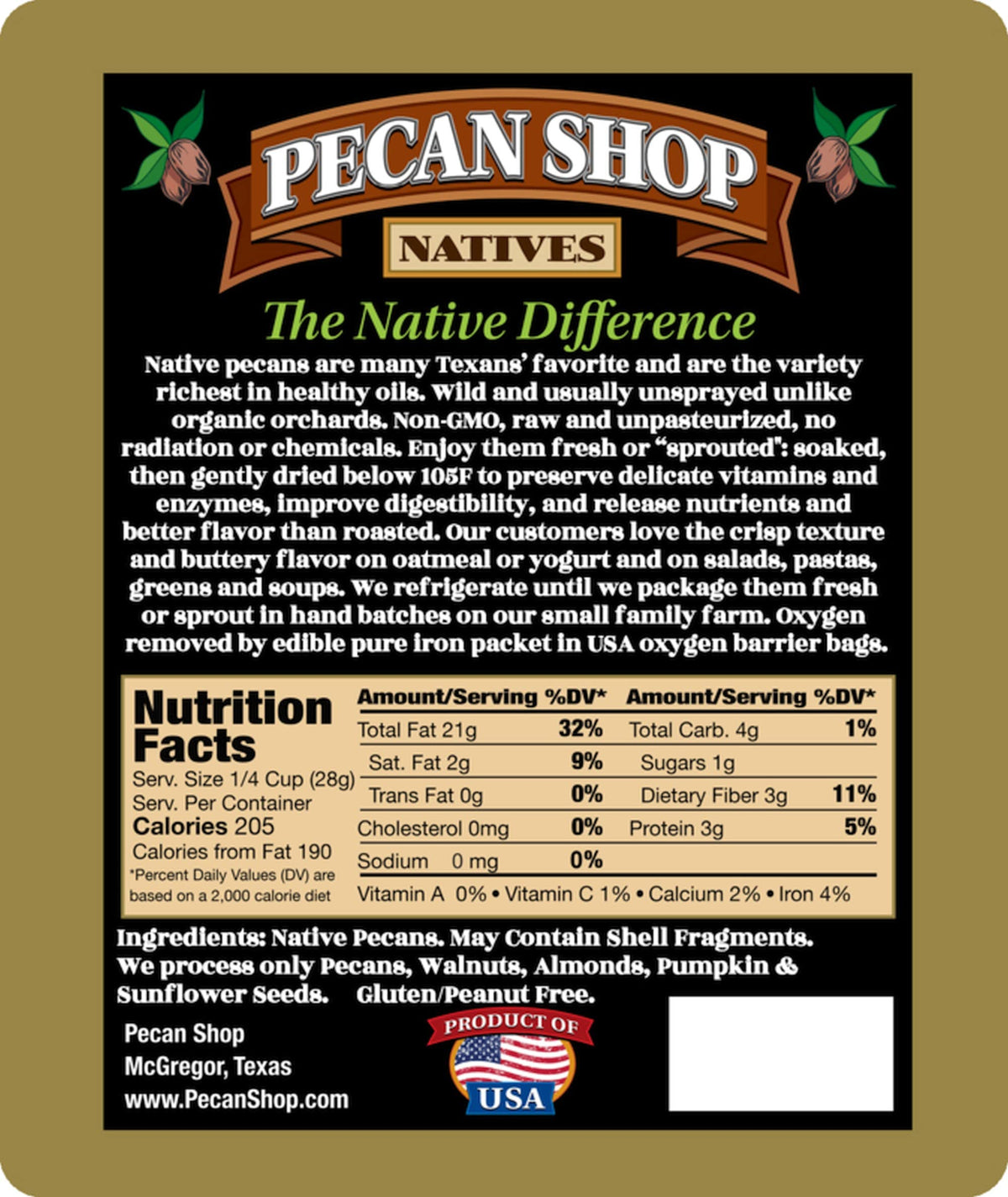 Pecan Shop Unsalted Sprouted Raw Texas Native Pecans – 2 lb, Wild-Harvested & Family Recipe Crispy
