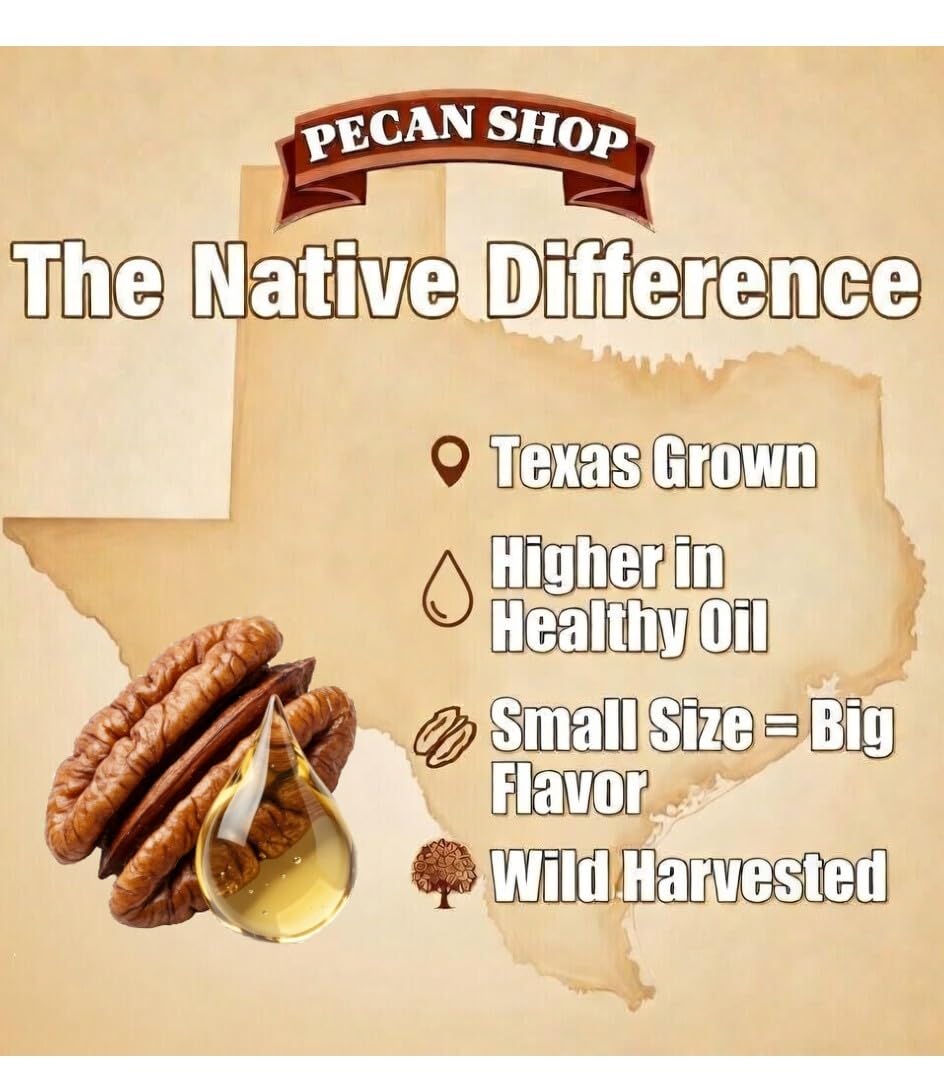 Pecan Shop Unsalted Sprouted Raw Texas Native Pecans – 2 lb, Wild-Harvested & Family Recipe Crispy