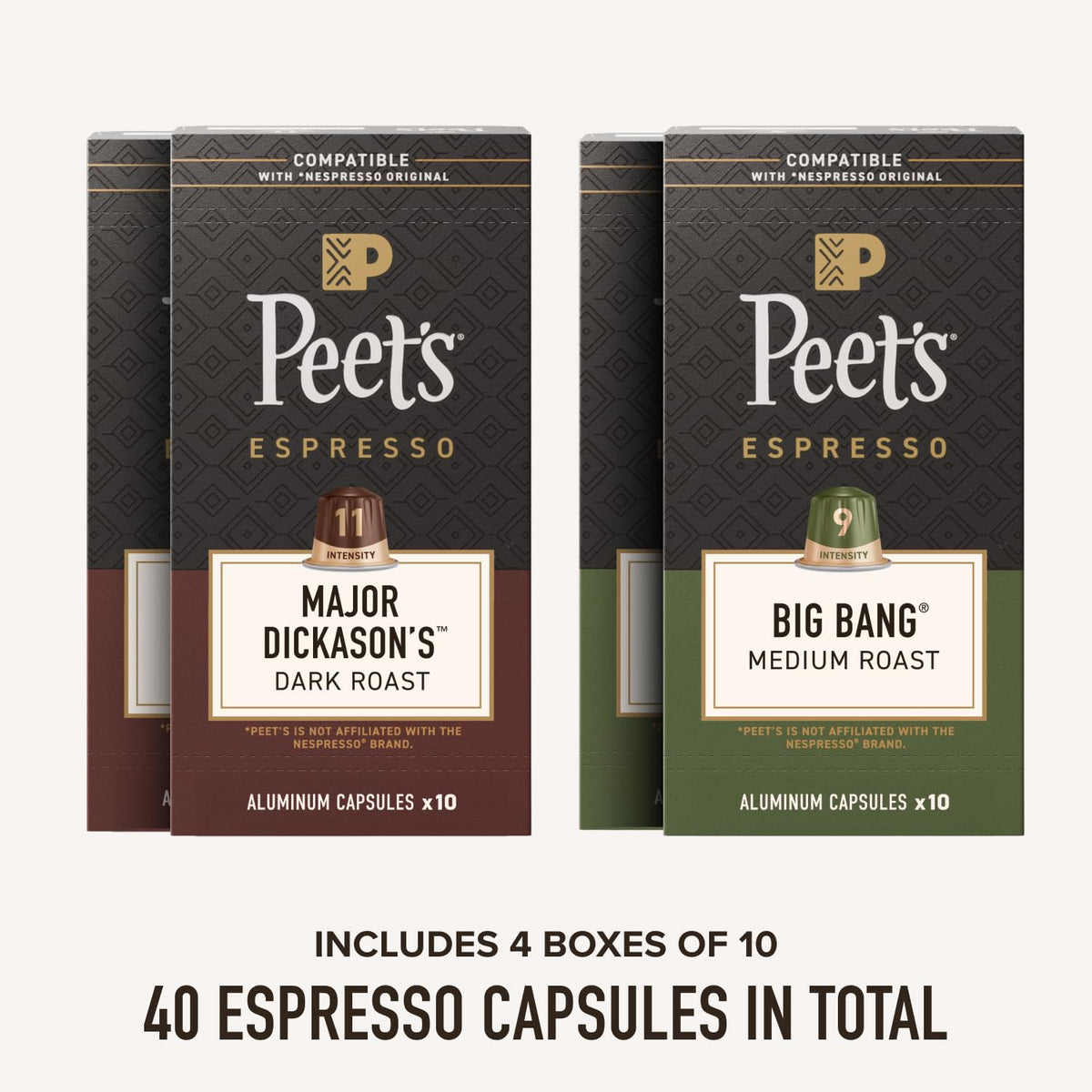 Peet's Coffee Signature Espresso Capsules Variety Pack – 40 Count