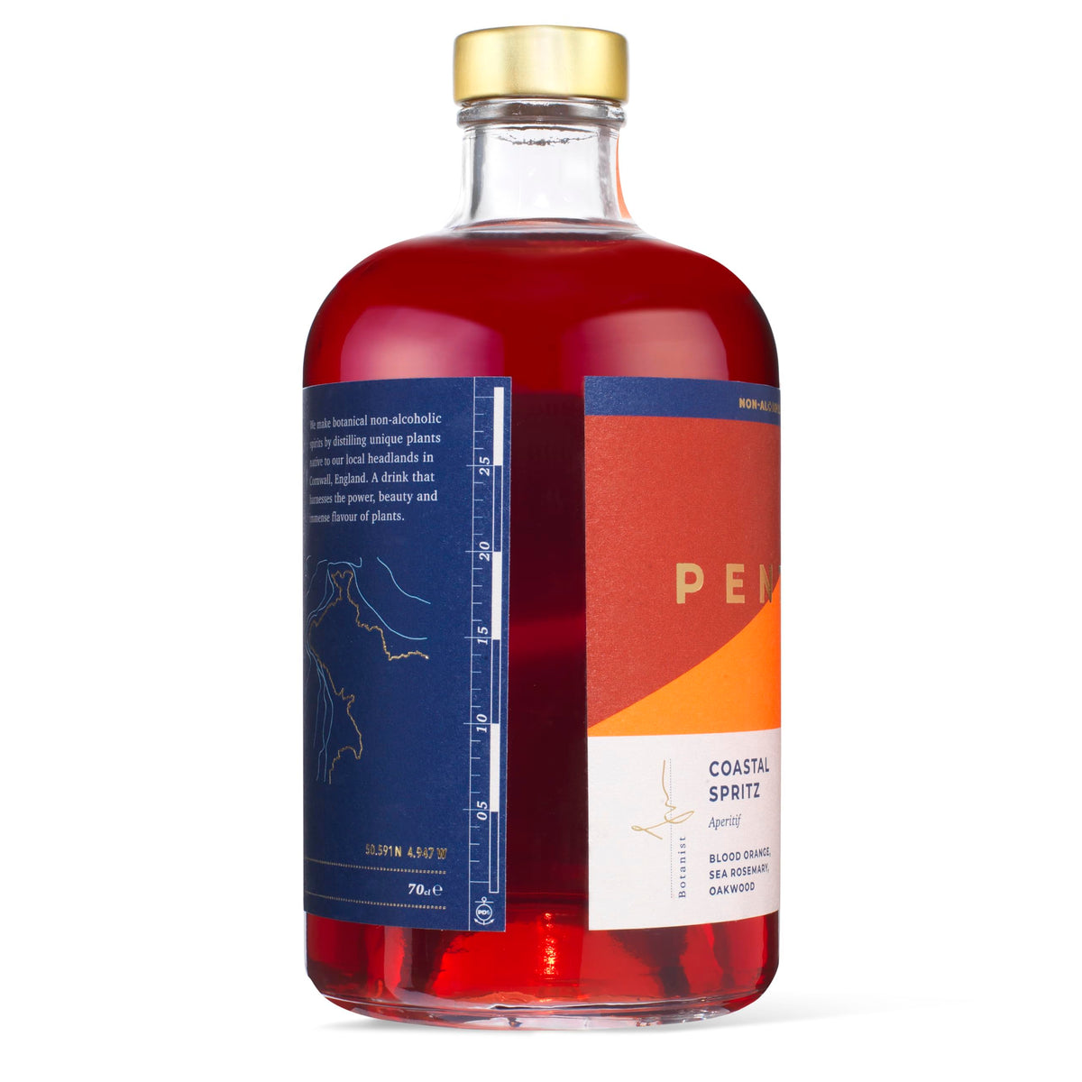 Pentire Coastal Spritz 70cl – Non-Alcoholic Botanical Aperitif with Blood Orange | No Added Sugar, Vegan