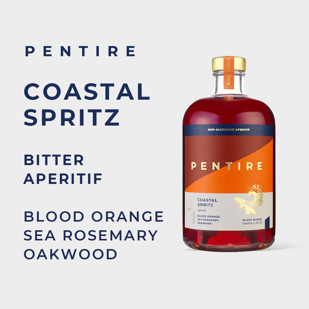 Pentire Coastal Spritz 70cl – Non-Alcoholic Botanical Aperitif with Blood Orange | No Added Sugar, Vegan