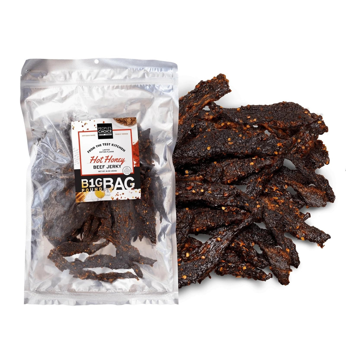 People's Choice Beef Jerky Hot Honey – Sweet & Spicy, 10g Protein, USA-Made