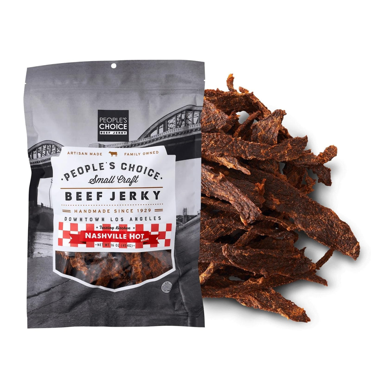 People's Choice Beef Jerky Nashville Hot – 16 oz, 10g Protein, Made in USA