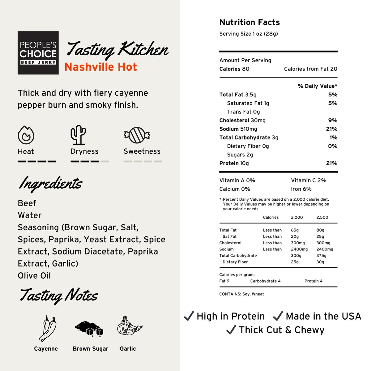 People's Choice Beef Jerky Nashville Hot – 16 oz, 10g Protein, Made in USA