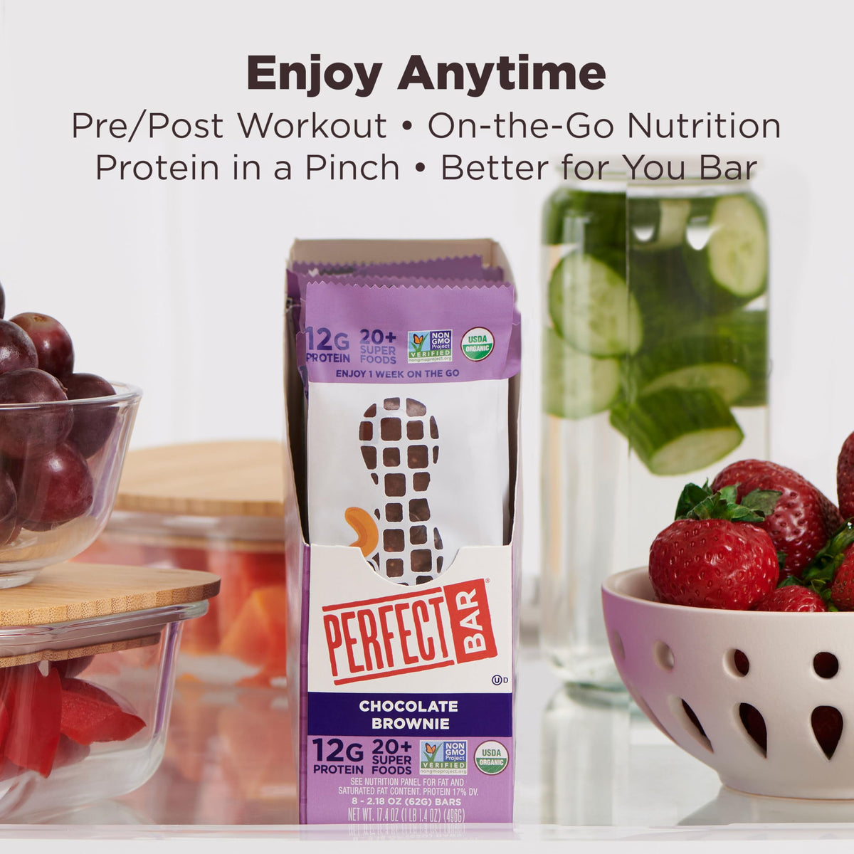 Perfect Bar Chocolate Brownie Protein Bar – Organic, Gluten Free, Soy Free, Non-GMO (10 Bars)