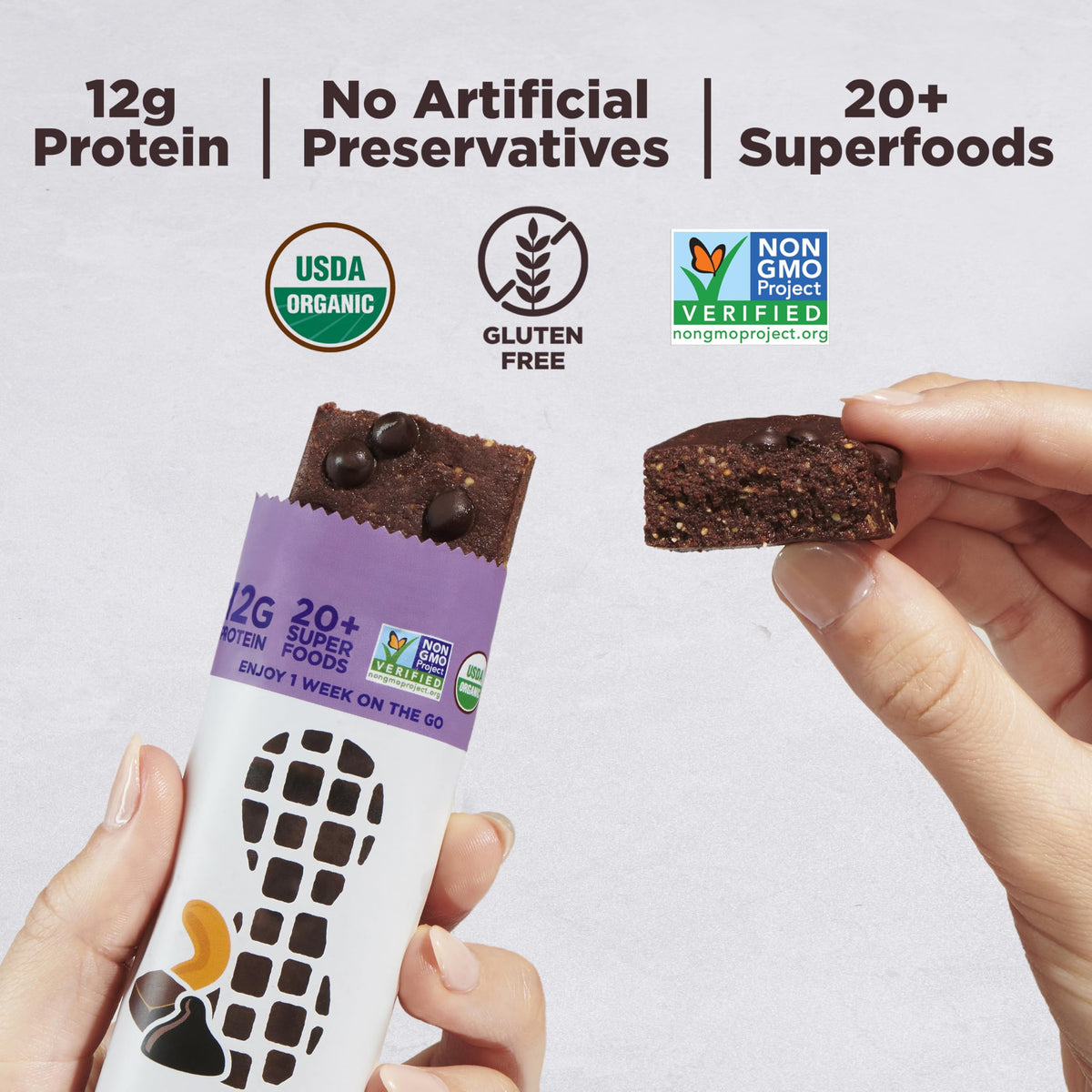 Perfect Bar Chocolate Brownie Protein Bar – Organic, Gluten Free, Soy Free, Non-GMO (10 Bars)