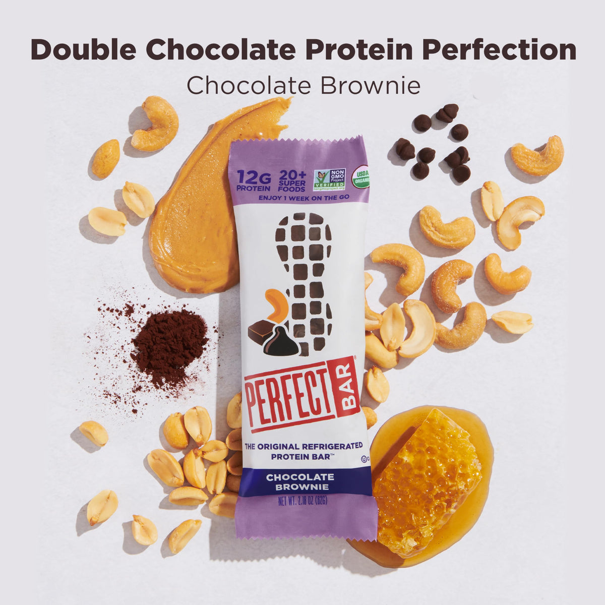 Perfect Bar Chocolate Brownie Protein Bar – Organic, Gluten Free, Soy Free, Non-GMO (10 Bars)