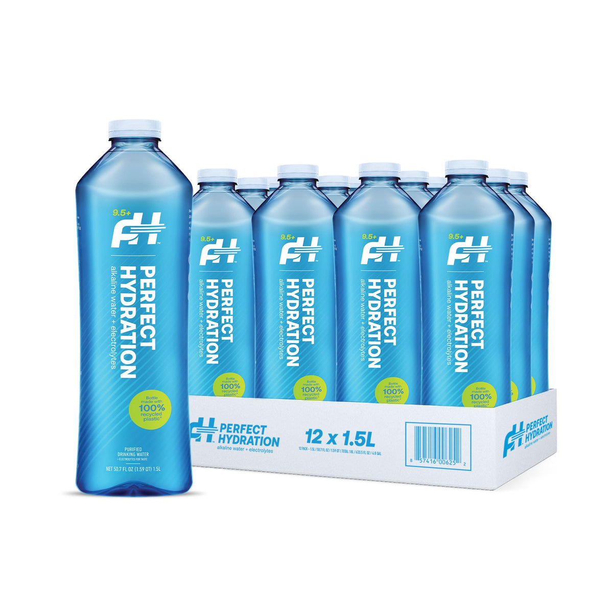 Perfect Hydration 9.5+ pH Alkaline Water – 1.5L Bottle, Case of 12 – Made in USA