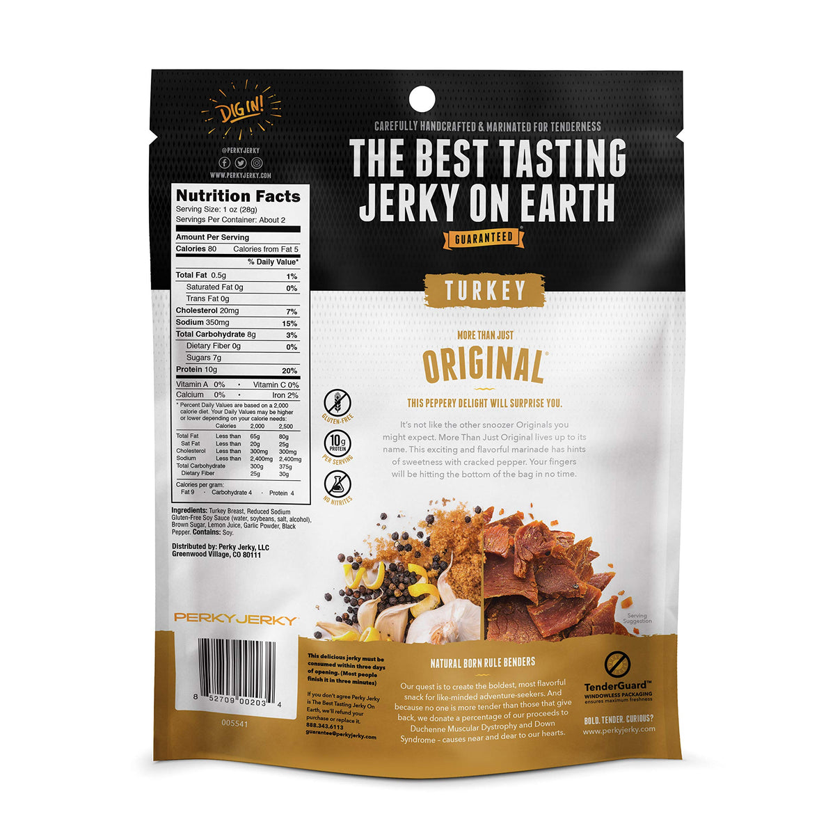 Perky Jerky Turkey Jerky Variety Pack – 5 x 2.2 oz, Low Sodium, High Protein