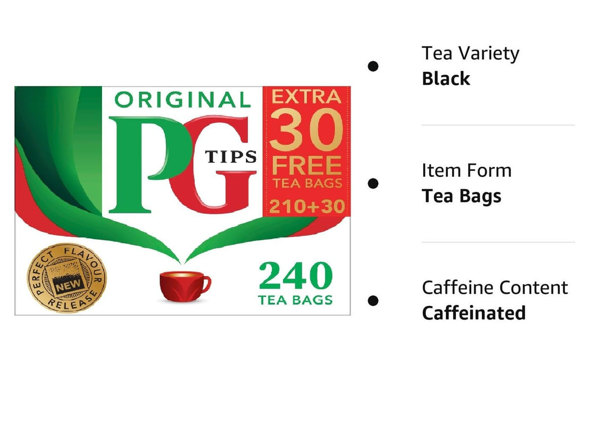 PG Tips Original Non-Pyramid Tea Bags – 240 Bags x4 Pack | Classic British Black Tea