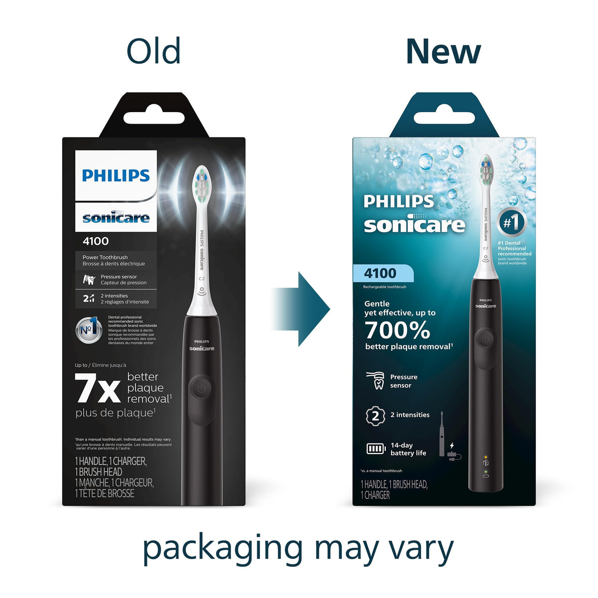 Philips Sonicare 4100 Rechargeable Electric Toothbrush, 1 Brush Head, Black