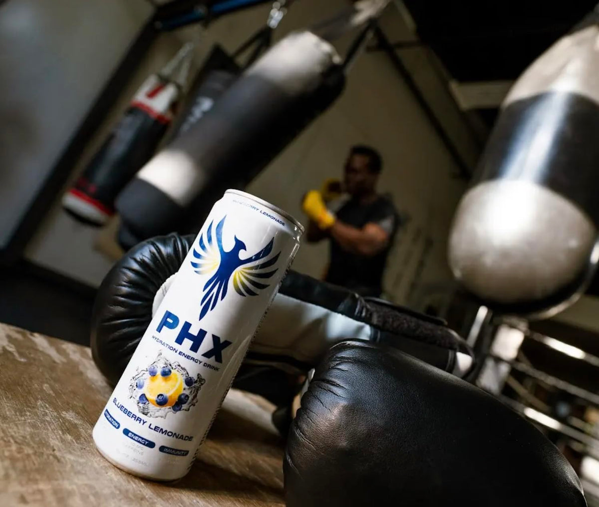 PHX Hydration Energy Drink – Blueberry Lemonade, 12 Pack, 700 mg Electrolytes & 200 mg Green Tea Caffeine