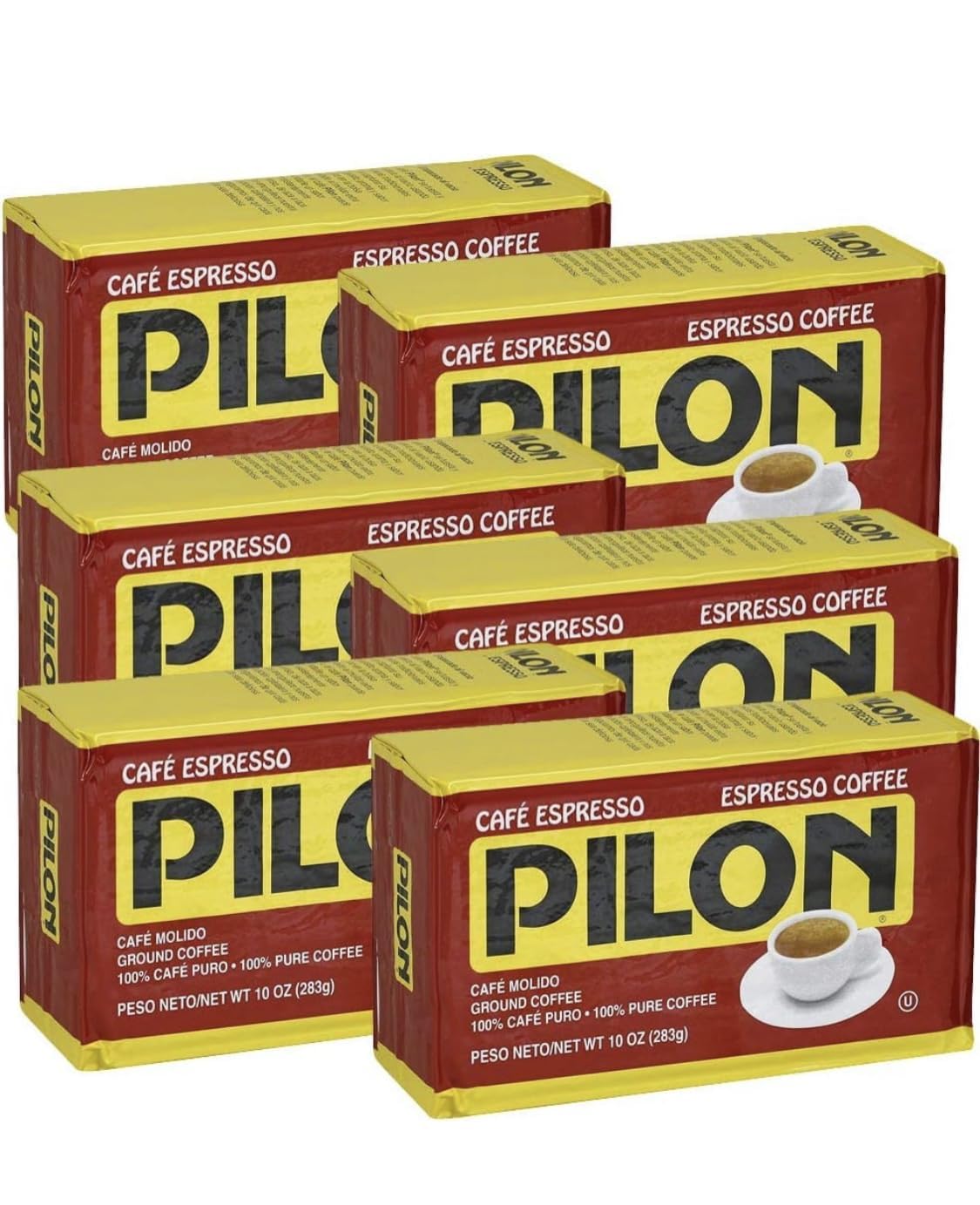 PILON Ground Espresso Coffee 10oz | 284g (Pack of 06)