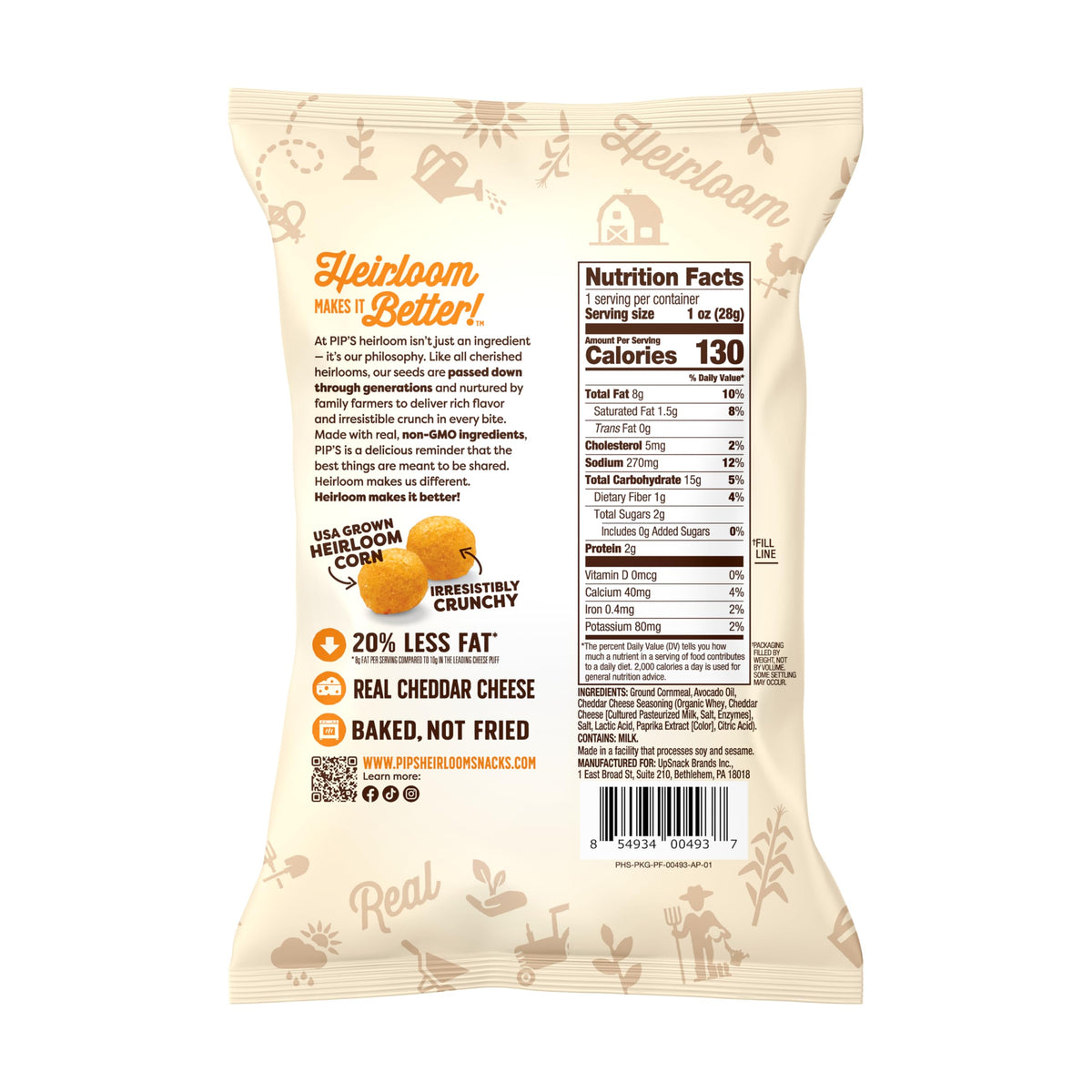 Pipcorn Heirloom Cheddar Cheese Balls – 24 Pack (Baked, Gluten Free, Non-GMO)