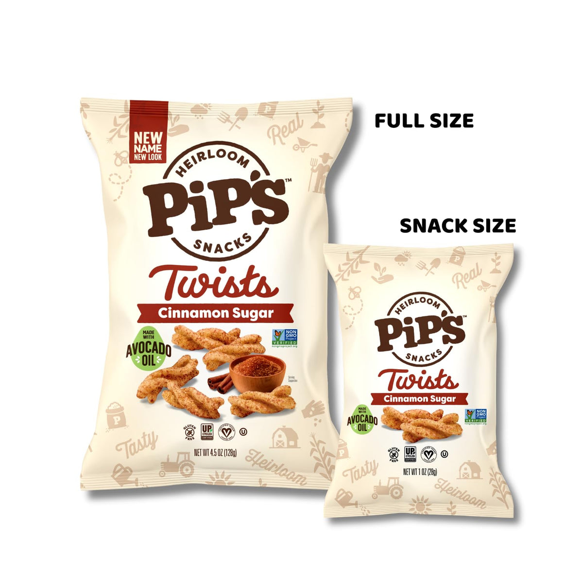 Pip's Heirloom Cinnamon Churro Twists – 1 oz Bags (24 Pack) | Gluten Free, Non-GMO, Upcycled Corn