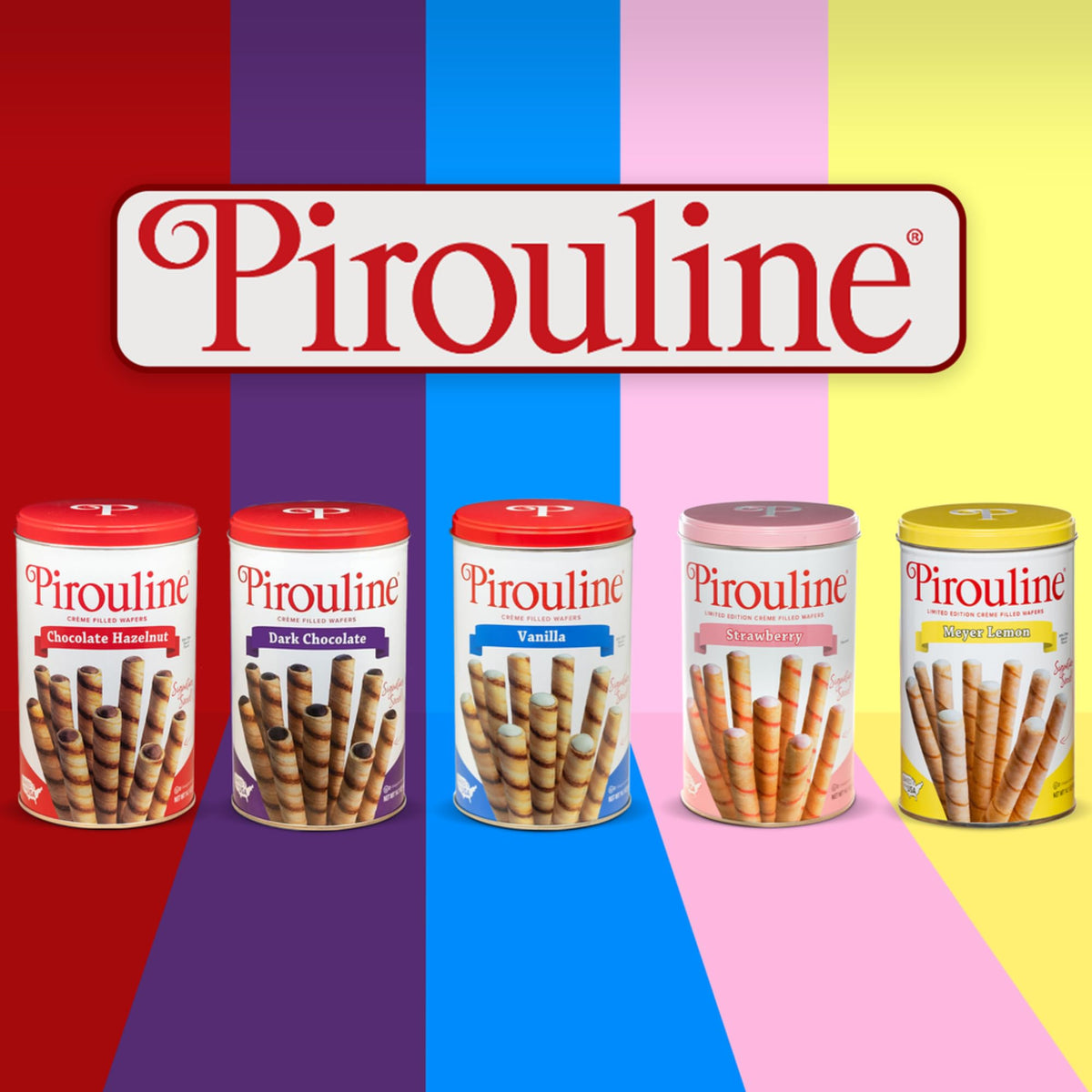 Pirouline Strawberry Rolled Wafers – 3-Pack Tin, Crème Filled Wafers for Coffee, Tea, and Desserts