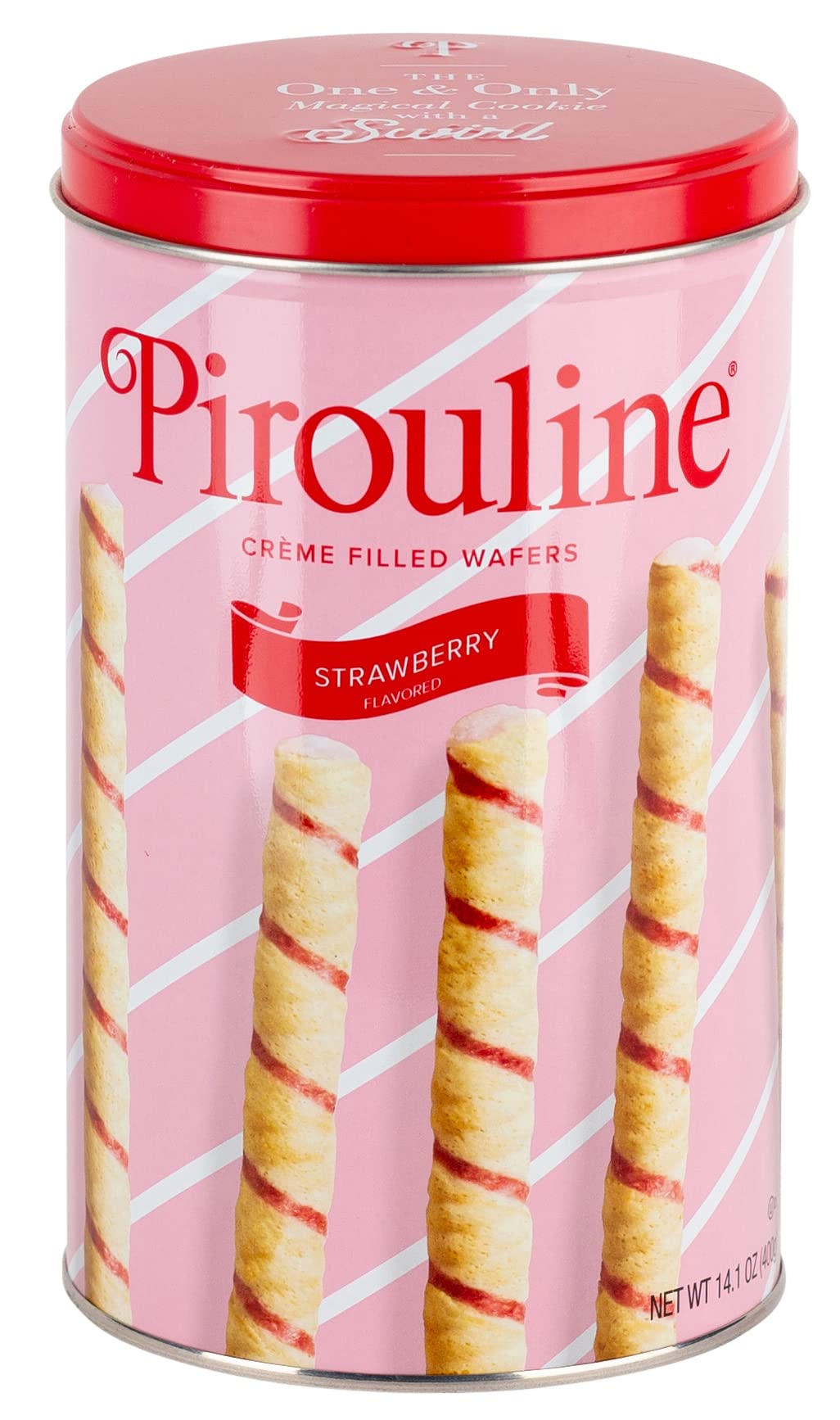 Pirouline Strawberry Rolled Wafers – 3-Pack Tin, Crème Filled Wafers for Coffee, Tea, and Desserts