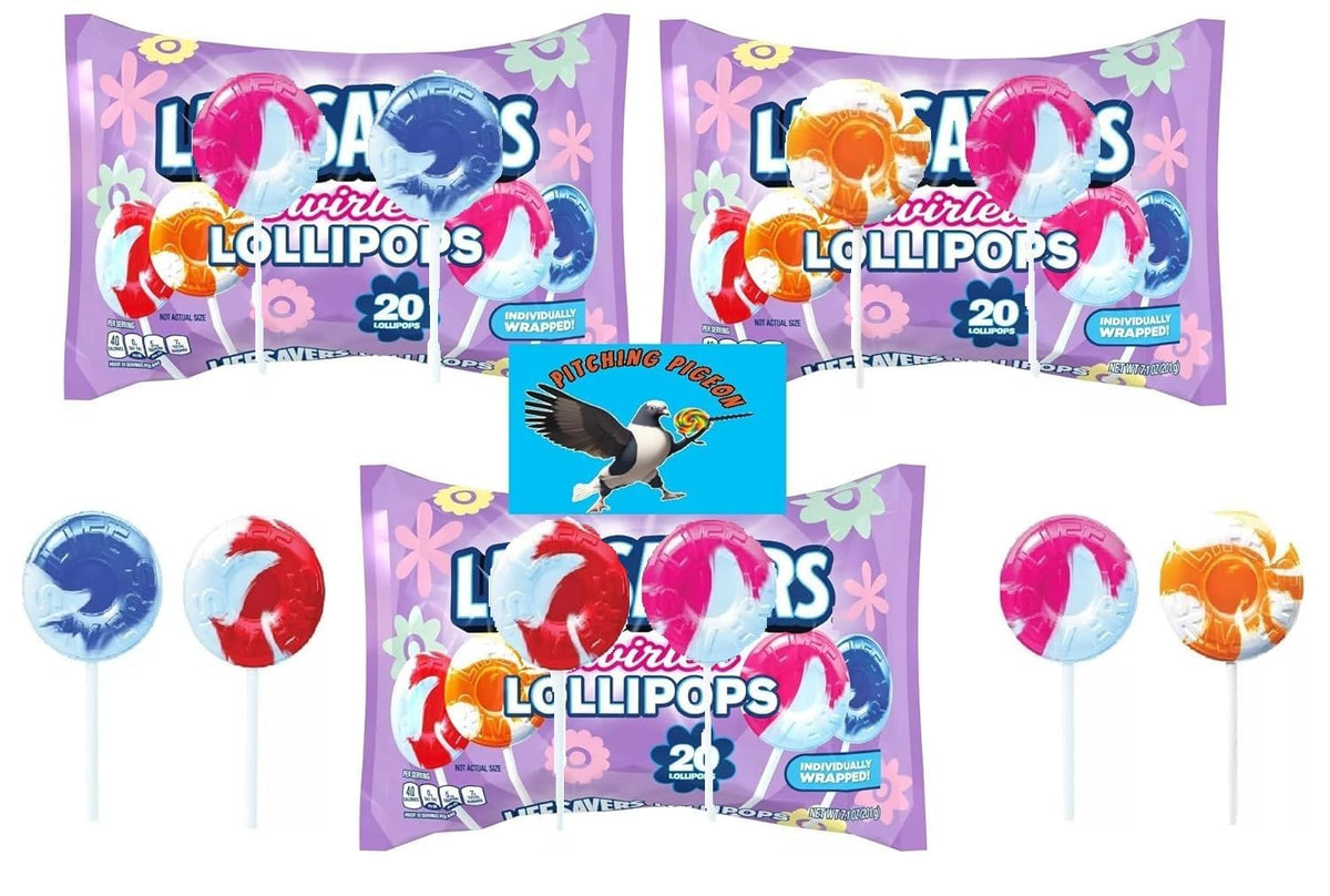 Pitching Pigeon Life Saver Swirl Lollipops – 60 Count Easter Bulk Candy