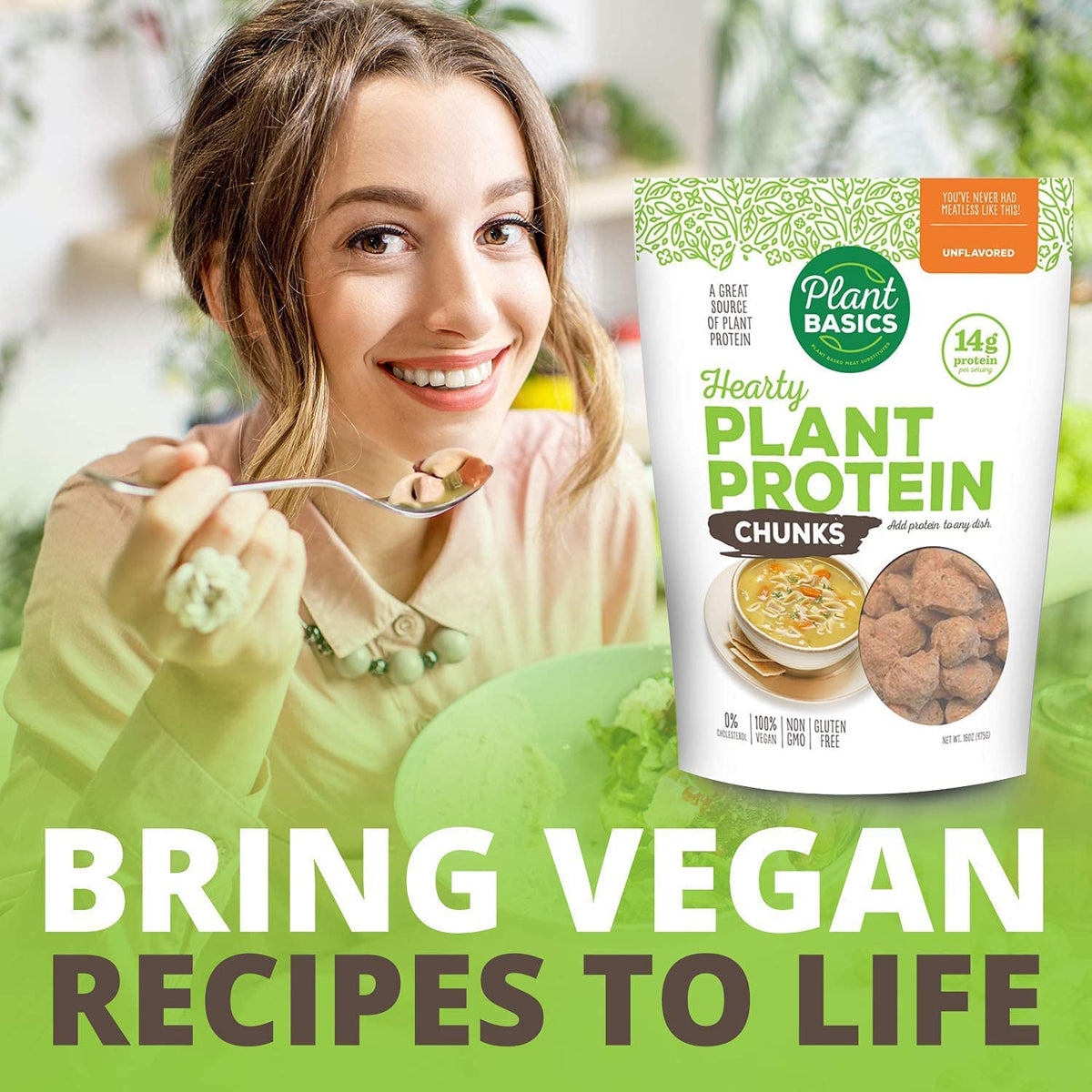 Plant Basics Hearty Plant Protein Chunks – Unflavored 6 lb Bulk Bag | Non-GMO, Gluten Free, Low Fat, Vegan Meat Substitute