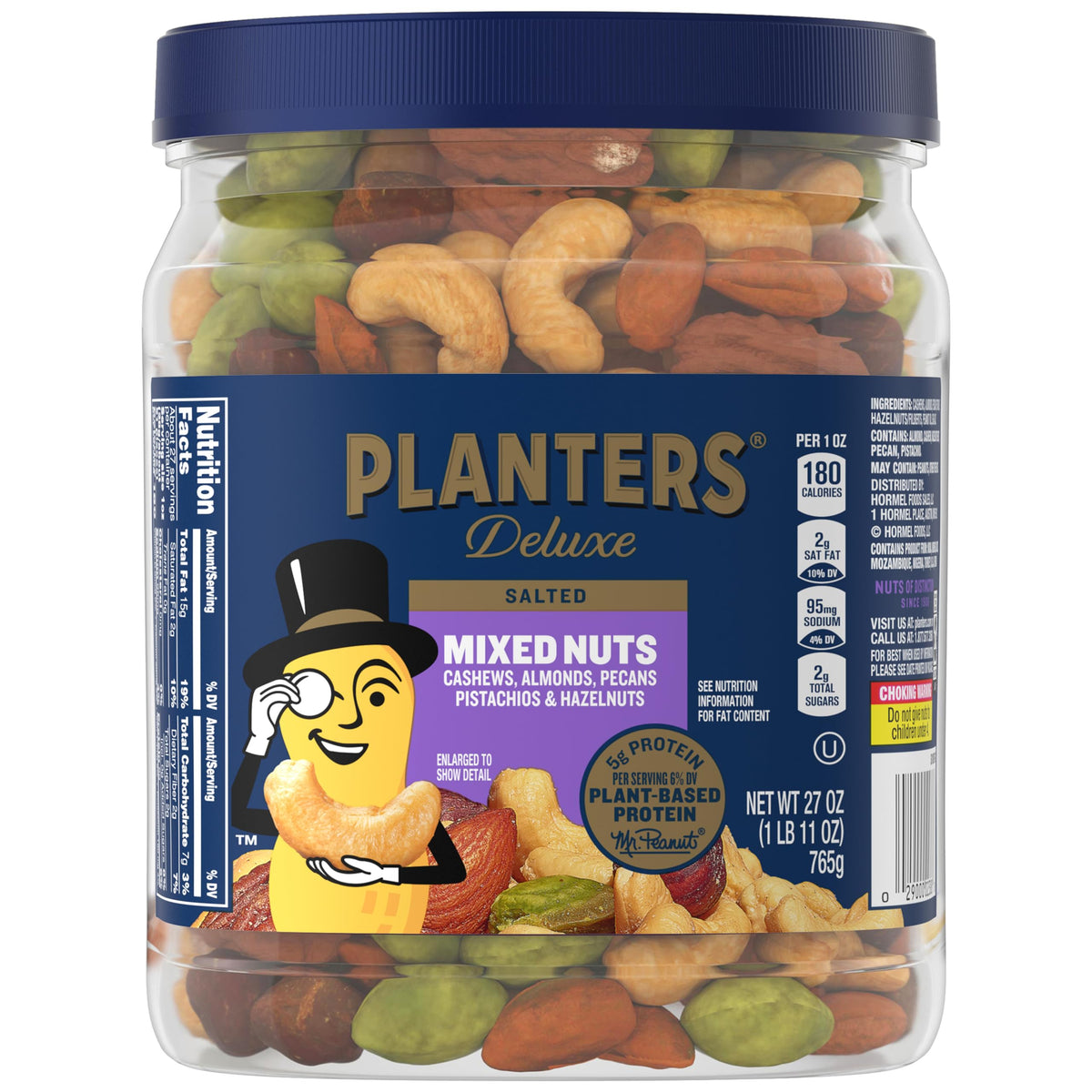 PLANTERS Deluxe Mixed Nuts with Sea Salt – 27 oz Resealable Container