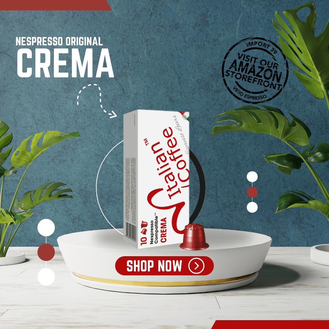 Italian Coffee for Espresso Lovers Pods – 100 Crema Regular, Nespresso Original Compatible (Pack of 100)