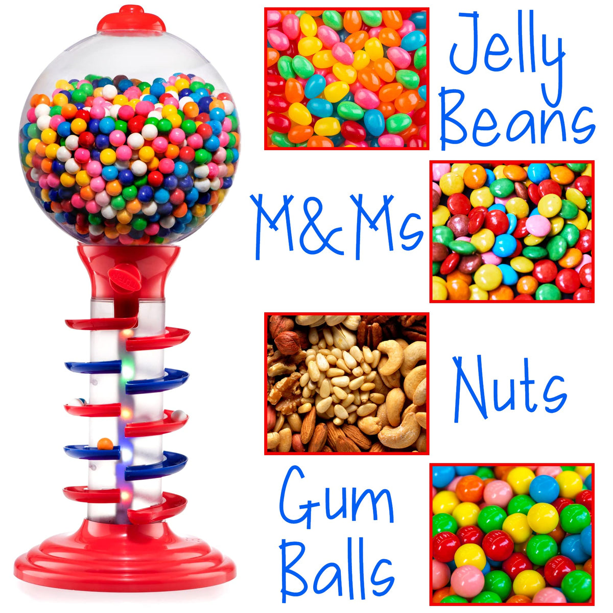 Playo Big Light and Sound Spiral Gumball Bank 21 Inch - 113 Gumballs Included - Kids Candy Dispenser
